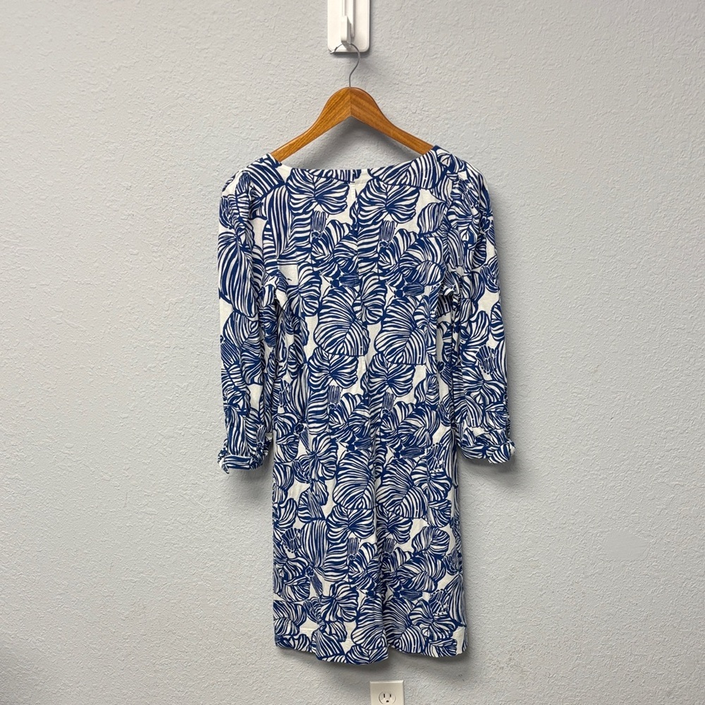 NWT Lilly Pulitzer Sz S Aegean Navy Beach Path Cath Dress Easy Fit 3/4 Sleeves - Picture 9 of 11